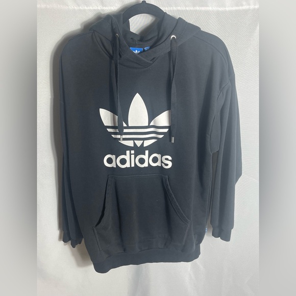 Adidas Trefoil Hoodie Black L Streetwear Urban Skater Retro Pullover - Picture 1 of 6